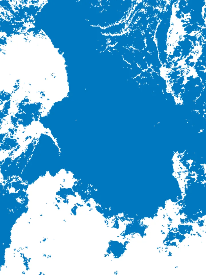 A branching blue water form, drawn by Julia Andersson.